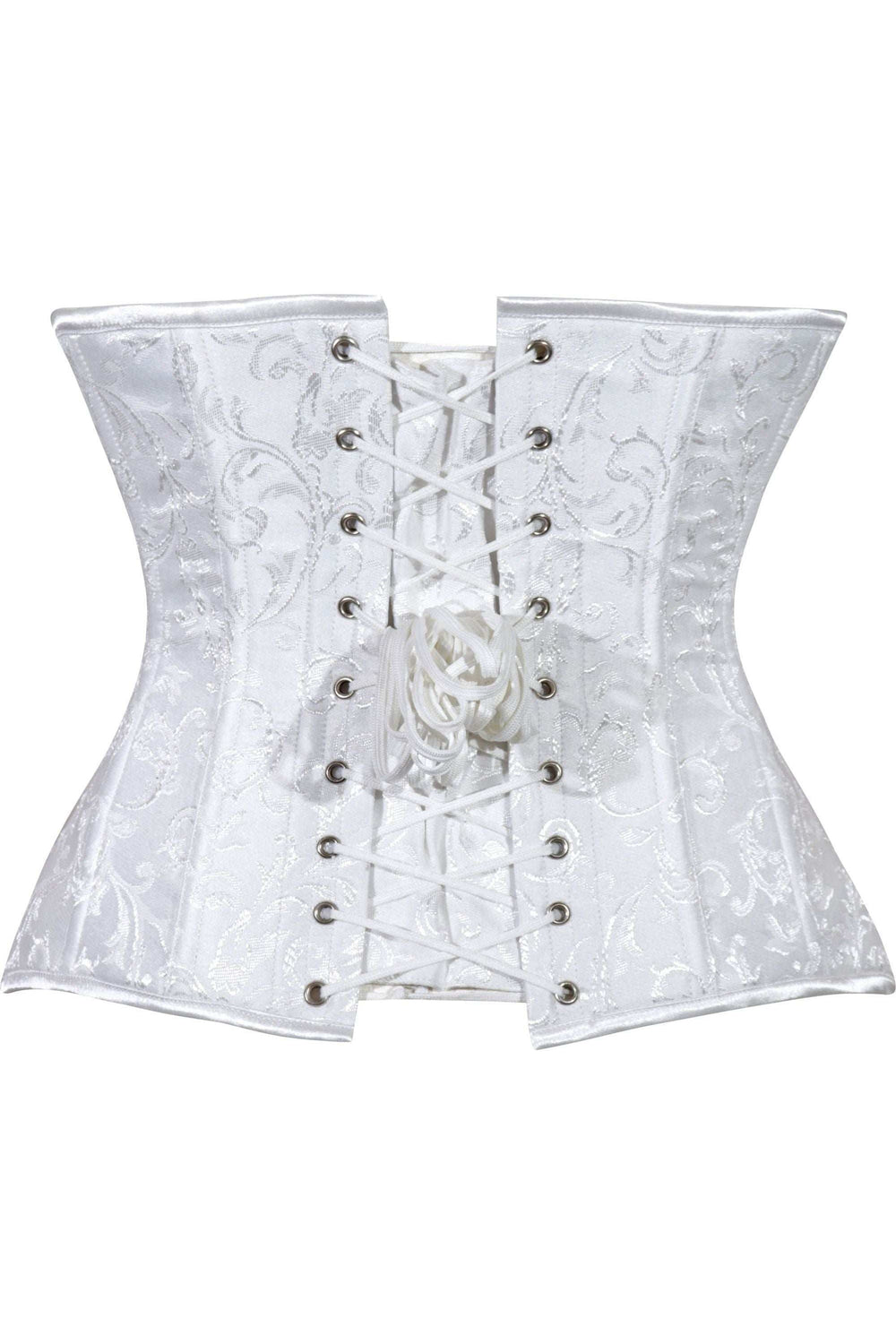 Daisy Corsets Lavish White Brocade Waist Cincher Under Bust Corset w/Front Busk Closure - Daisy Corsets - Flyclothing LLC
