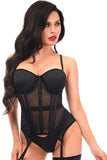 Daisy Corsets Lavish Black Mesh Underwire Bustier Corset w/Garters - Daisy Corsets - Flyclothing LLC
