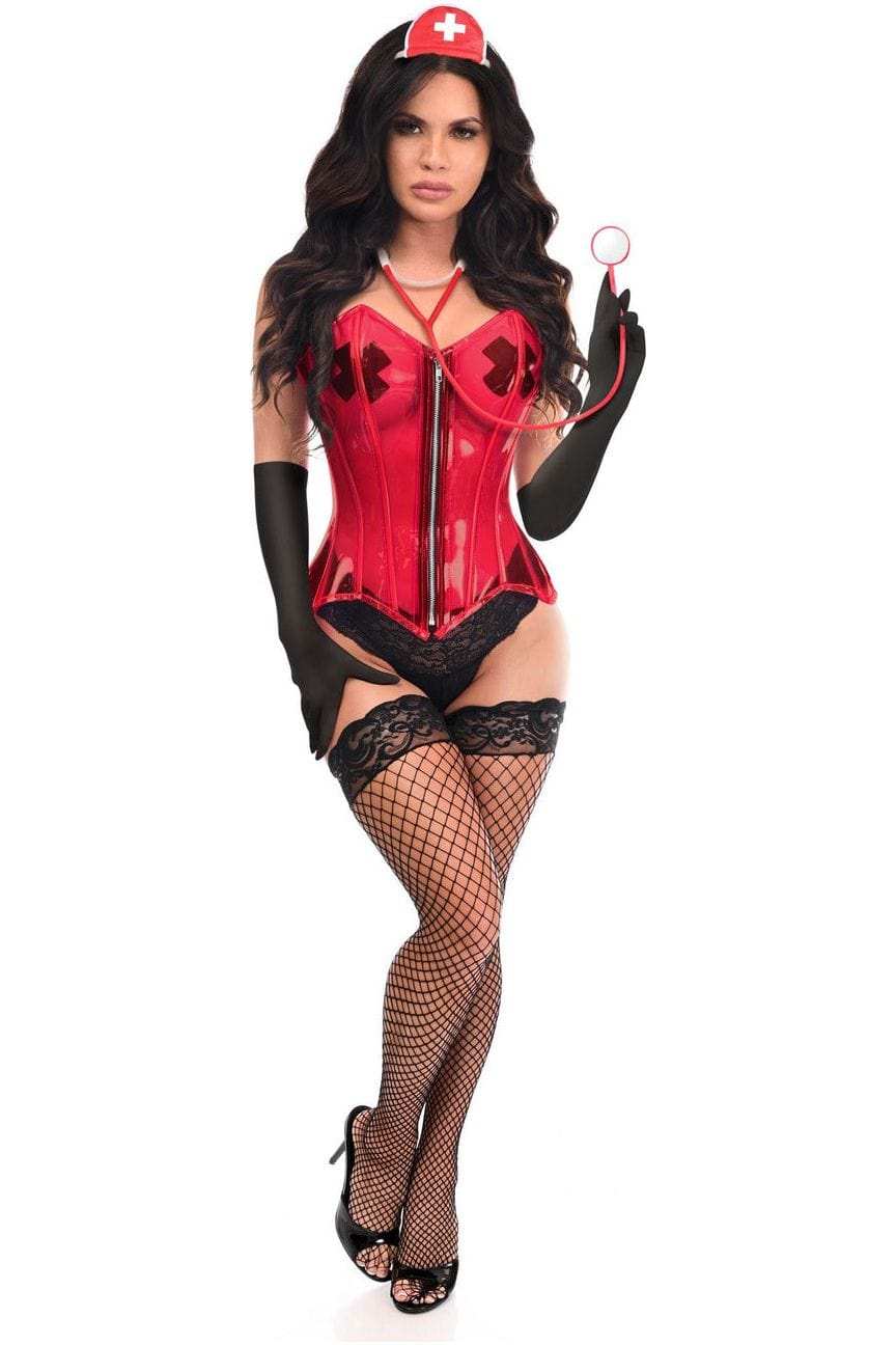 Daisy Corsets Lavish 4 PC Clear Pin-Up Nurse Corset Costume - Daisy Corsets - Flyclothing LLC