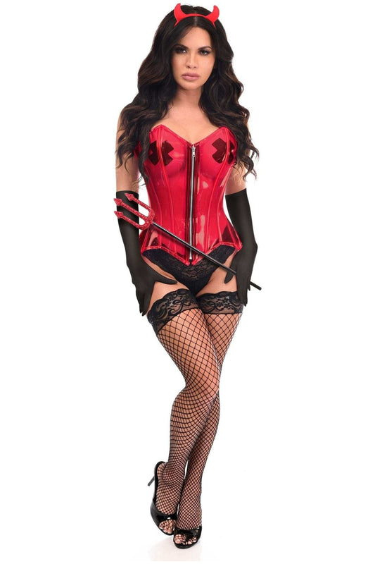 Daisy Corsets Lavish 4 PC Clear Red Sexy Devil Corset Costume - Daisy Corsets - Flyclothing LLC