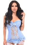 Daisy Corsets Lavish Lt Blue Lycra & Lace Hook & Eye Stretch Bustier Corset - Daisy Corsets - Flyclothing LLC