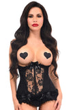 Daisy Corsets Lavish Black Lycra & Lace Hook & Eye Stretch Underbust Corset - Daisy Corsets - Flyclothing LLC