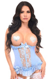 Daisy Corsets Lavish Lt Blue Lycra & Lace Hook & Eye Stretch Underbust Corset - Daisy Corsets - Flyclothing LLC