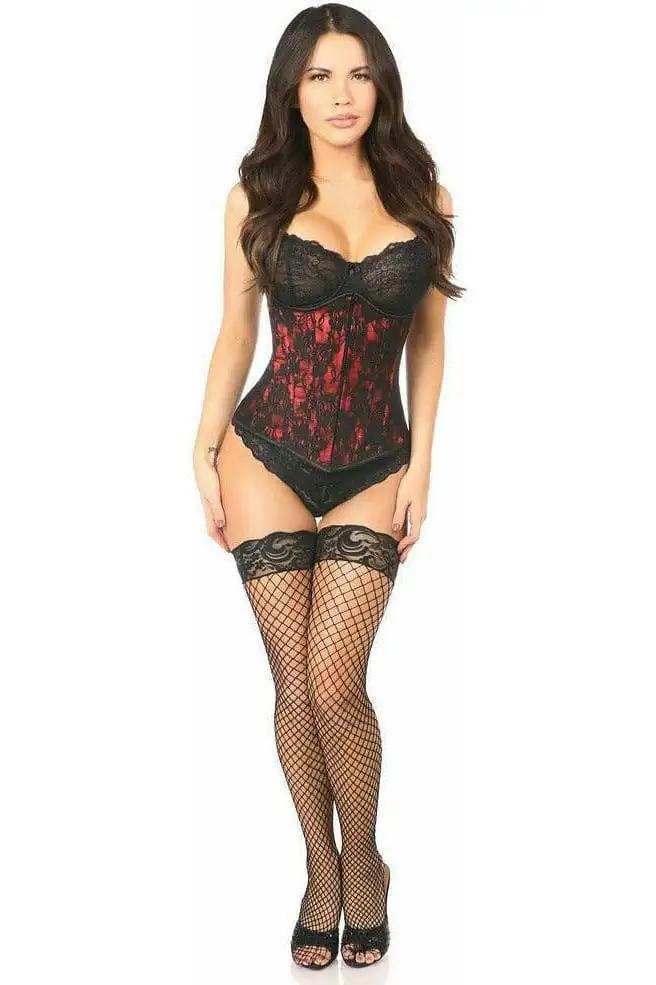 Daisy Corsets Lavish Red Underbust Corset w/Black Lace Overlay - Daisy Corsets - Flyclothing LLC