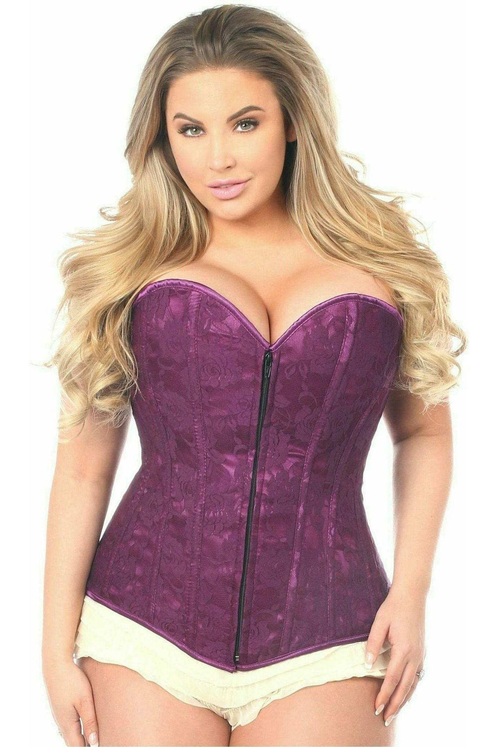 Daisy Corsets Lavish Magenta Lace Overbust Corset w/Zipper - Daisy Corsets - Flyclothing LLC