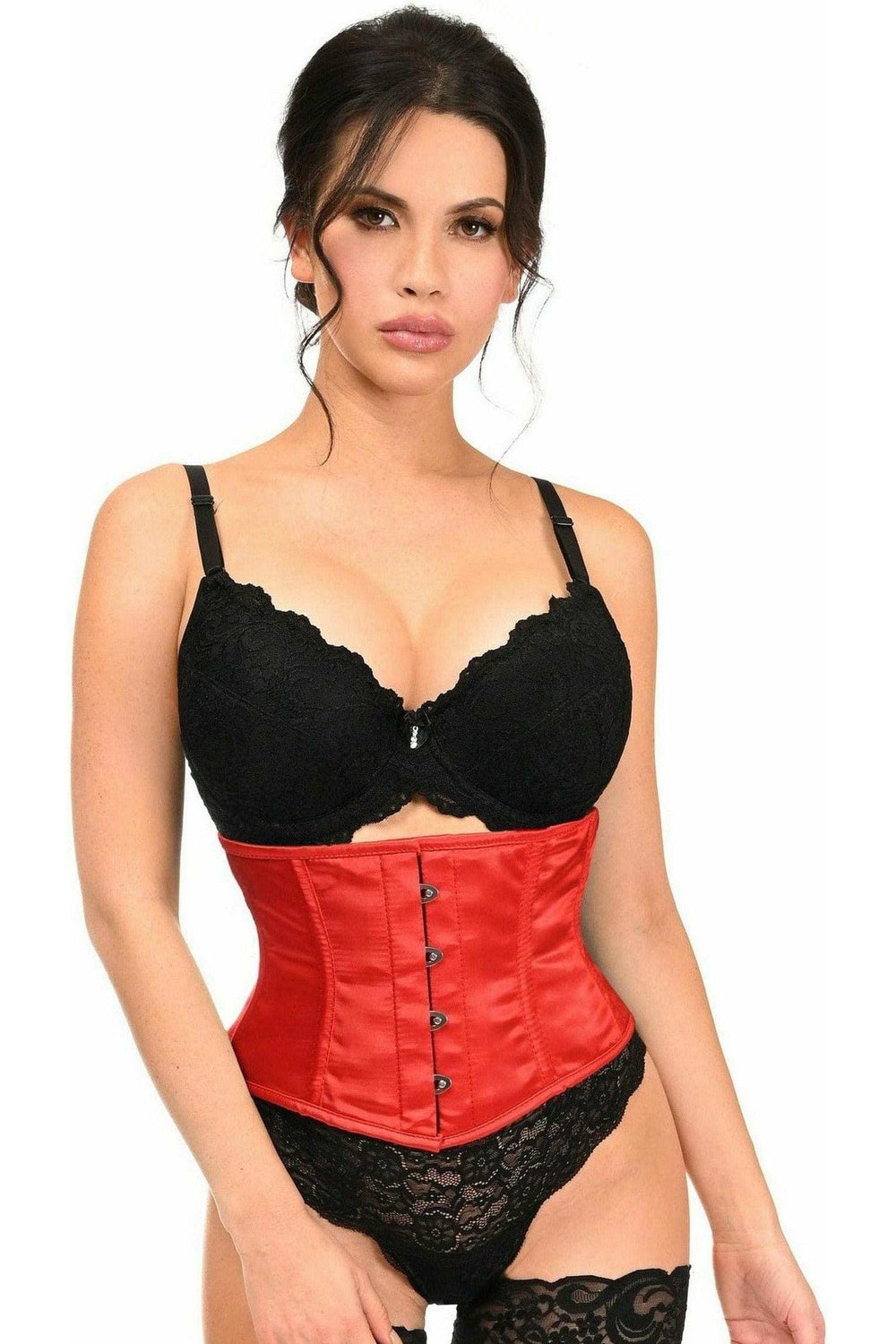 Daisy Corsets Lavish Red Satin Mini Cincher - Daisy Corsets - Flyclothing LLC