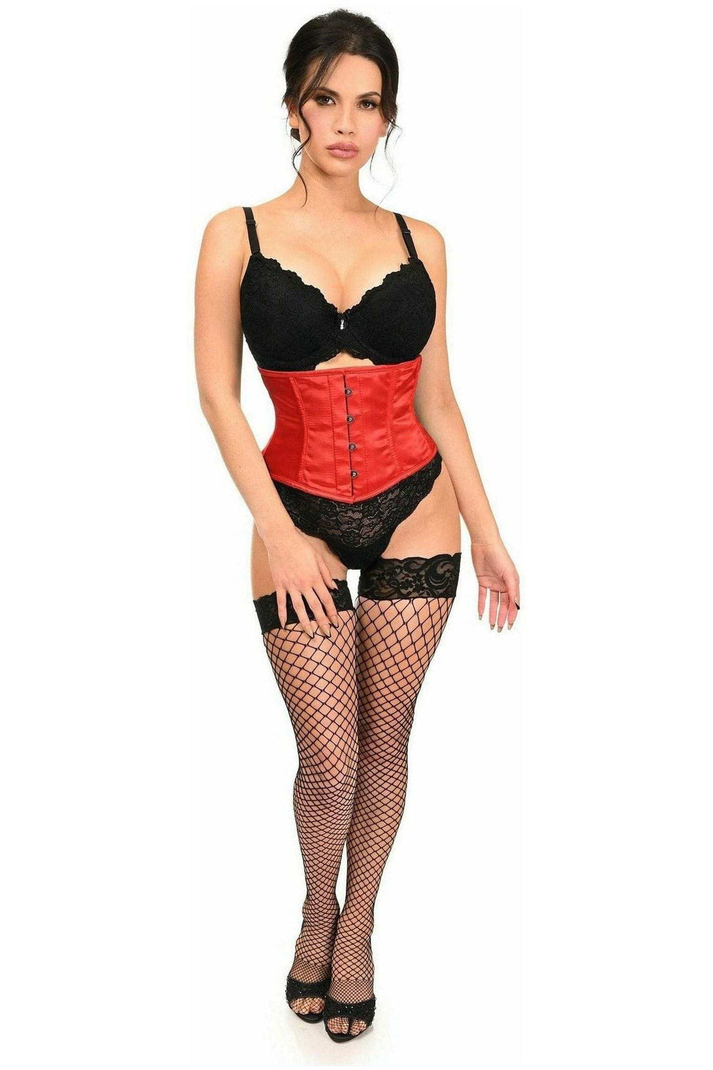Daisy Corsets Lavish Red Satin Mini Cincher - Daisy Corsets - Flyclothing LLC