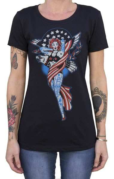 Black Market Art Company Liberty Women's Loose Neck T-Shirt - Black Market Art Company - Flyclothing LLC