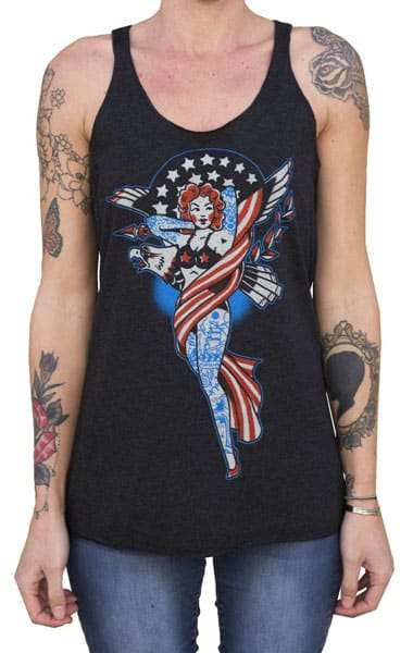 Black Market Art Company Liberty Women's Unfinished Racer Back Tank Top - Black Market Art Company - Flyclothing LLC