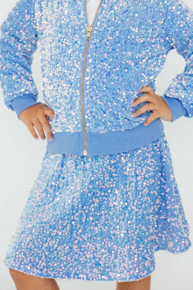 Light Blue Velvet Sequin Jacket - Mila & Rose ® - Flyclothing LLC