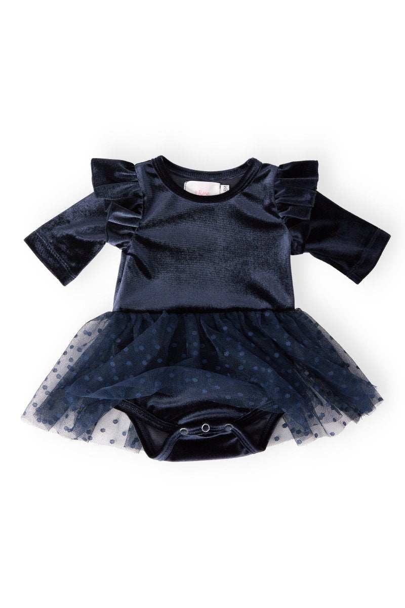 Light Navy Velvet Tutu Bodysuit - Mila & Rose ® - Flyclothing LLC