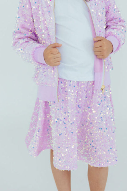Lilac Velvet Sequin Twirl Skort