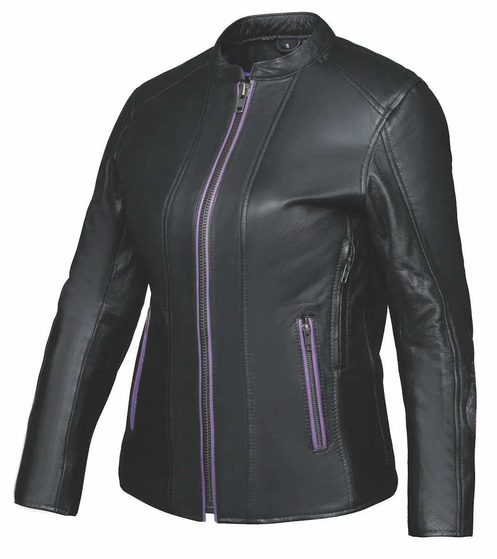 Lita - Ladies Purple Wing Leather Jacket - Unik Just for Bikers - Flyclothing LLC
