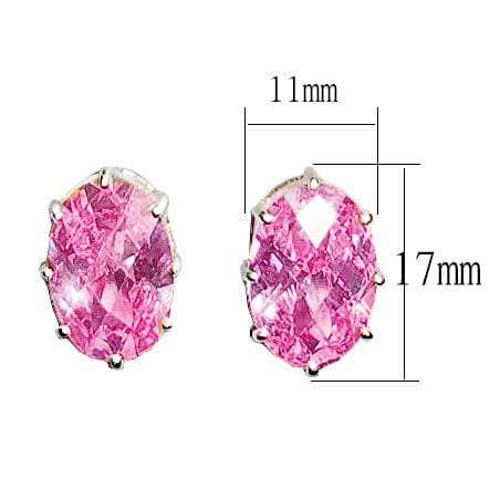 LOAS1369 - Sterling Silver Earrings with AAA Grade CZ in Pink - Alamode - Flyclothing LLC