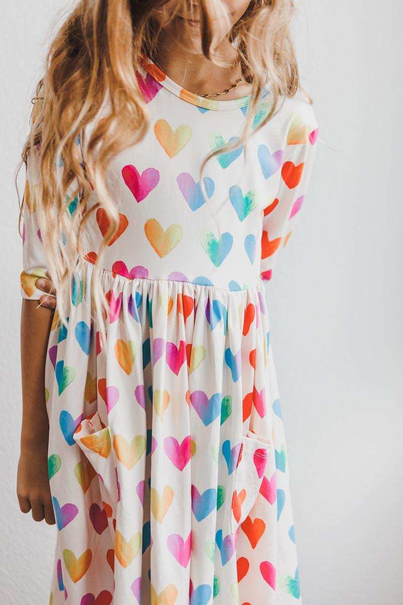 Lotta Love 3/4 Sleeve Pocket Twirl Dress - Mila & Rose ® - Flyclothing LLC