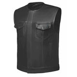 Lowcut - Mens Short Leather Club Vest - Unik Just for Bikers - Flyclothing LLC