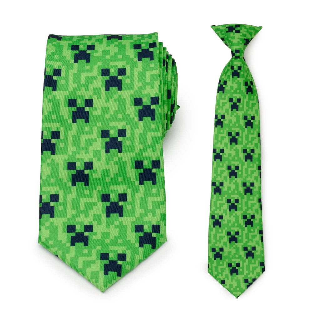 Minecraft Creeper Green Father/Son Tie Set - Cufflinks.com - Flyclothing LLC