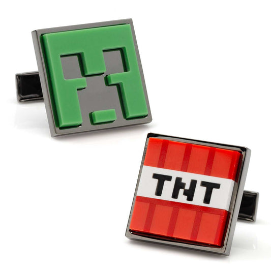 Minecraft Creeper and TNT Gunmetal Cufflinks - Cufflinks.com - Flyclothing LLC