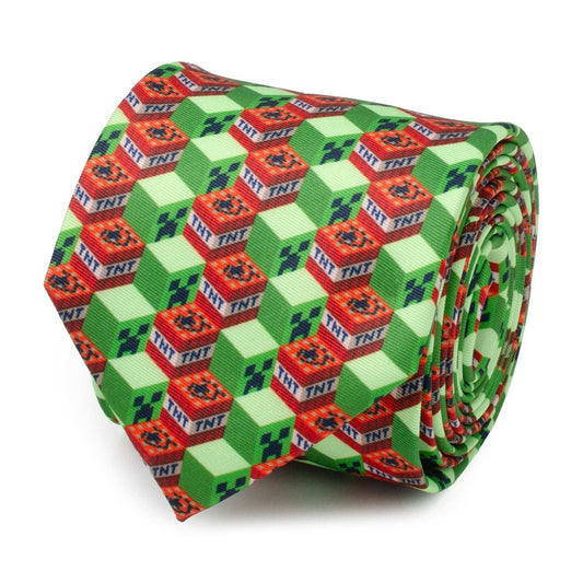 Minecraft Creeper TNT Isometric Green Men's Tie - Cufflinks.com - Flyclothing LLC