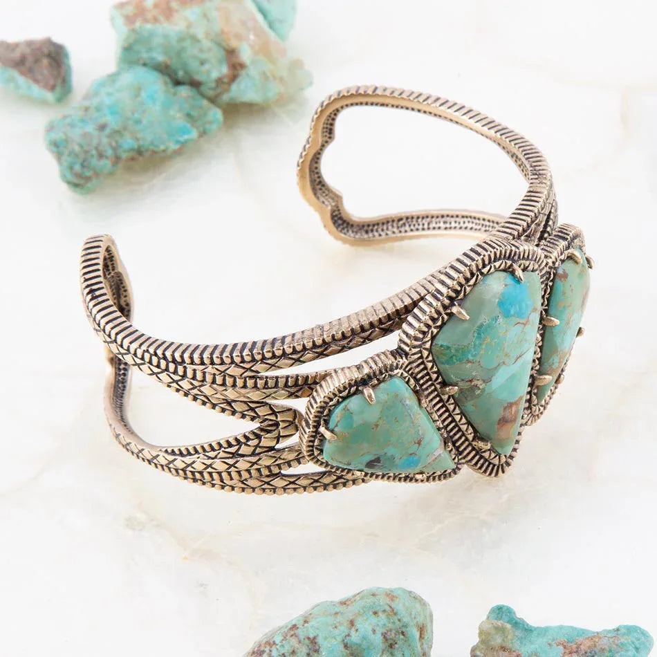 Maltese Blue Turquoise Golden Cuff Bracelet - Barse Jewelry - Flyclothing LLC