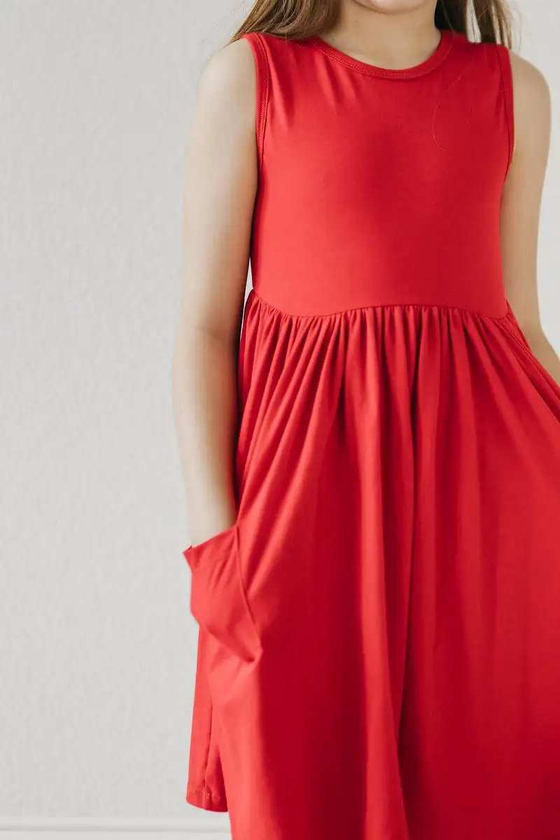 Red Tank Pocket Twirl Dress - Mila & Rose ® - Flyclothing LLC