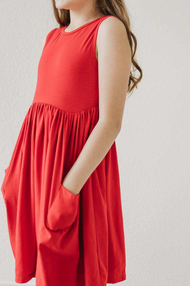 Red Tank Pocket Twirl Dress - Mila & Rose ® - Flyclothing LLC
