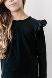 Black L/S Ruffle Tee
