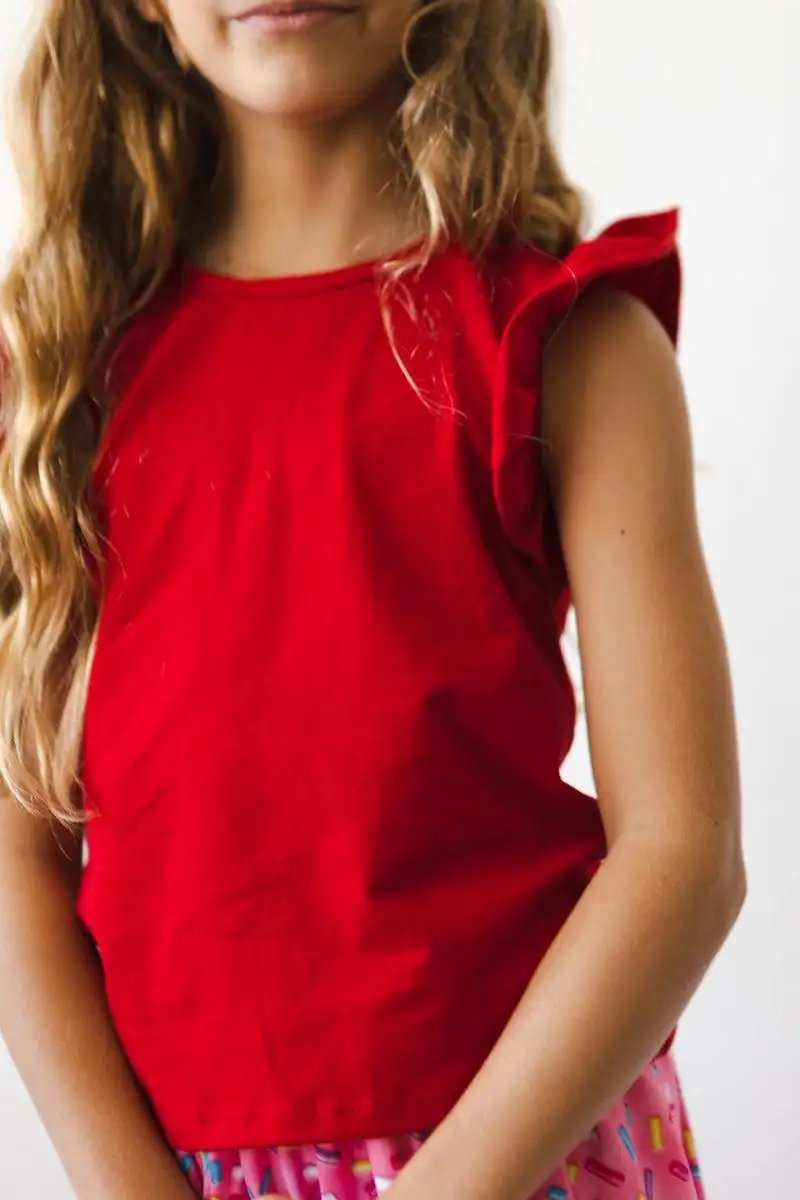 Red S/S Ruffle Tee - Mila & Rose ® - Flyclothing LLC