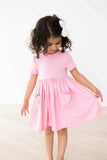 Bubblegum Pink S/S Pocket Twirl Dress - Mila & Rose ® - Flyclothing LLC
