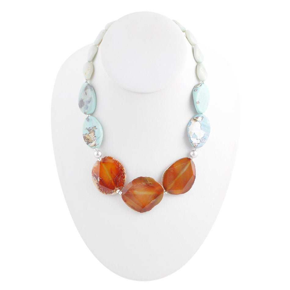 Minty Blue and Orange Nectar Necklace - Barse Jewelry - Flyclothing LLC