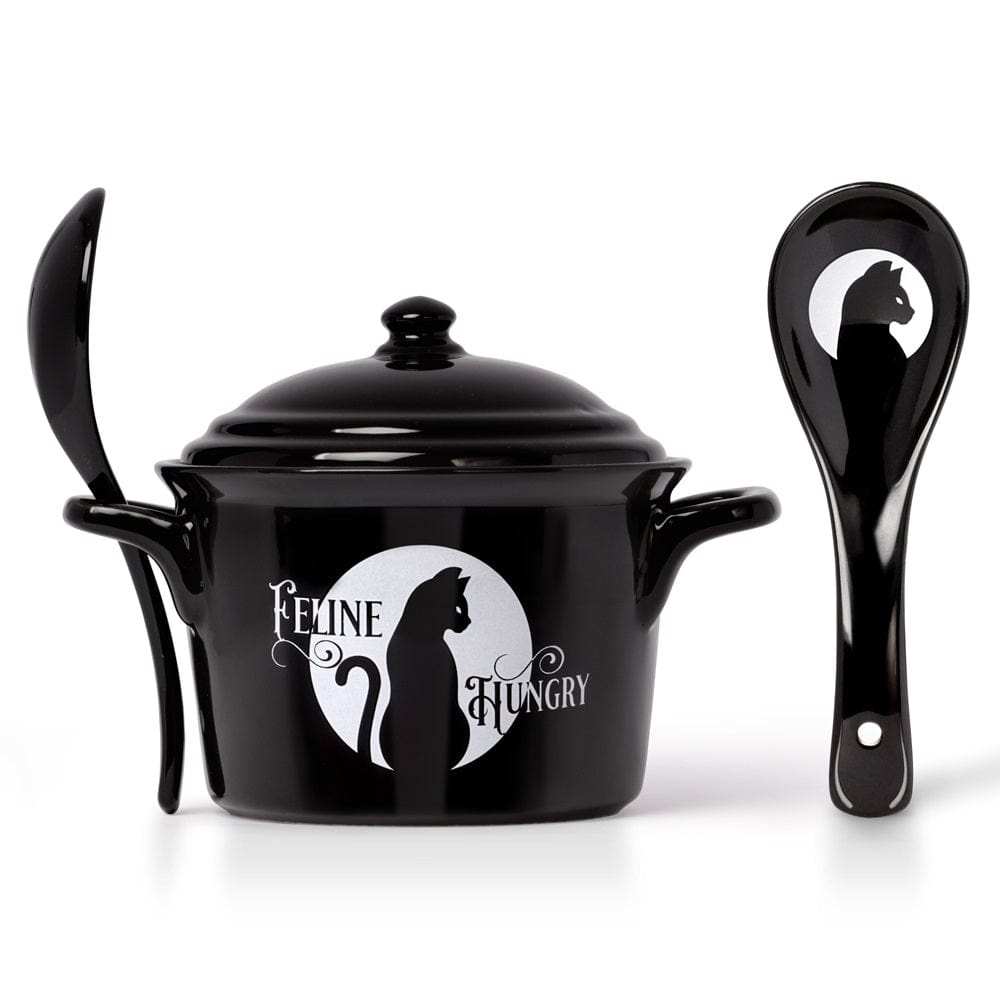 Alchemy Gothic Feline Hungry Bowl and Spoon Set - Alchemy Gothic - Flyclothing LLC