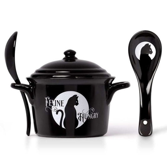 Alchemy Gothic Feline Hungry Bowl and Spoon Set - Alchemy Gothic - Flyclothing LLC