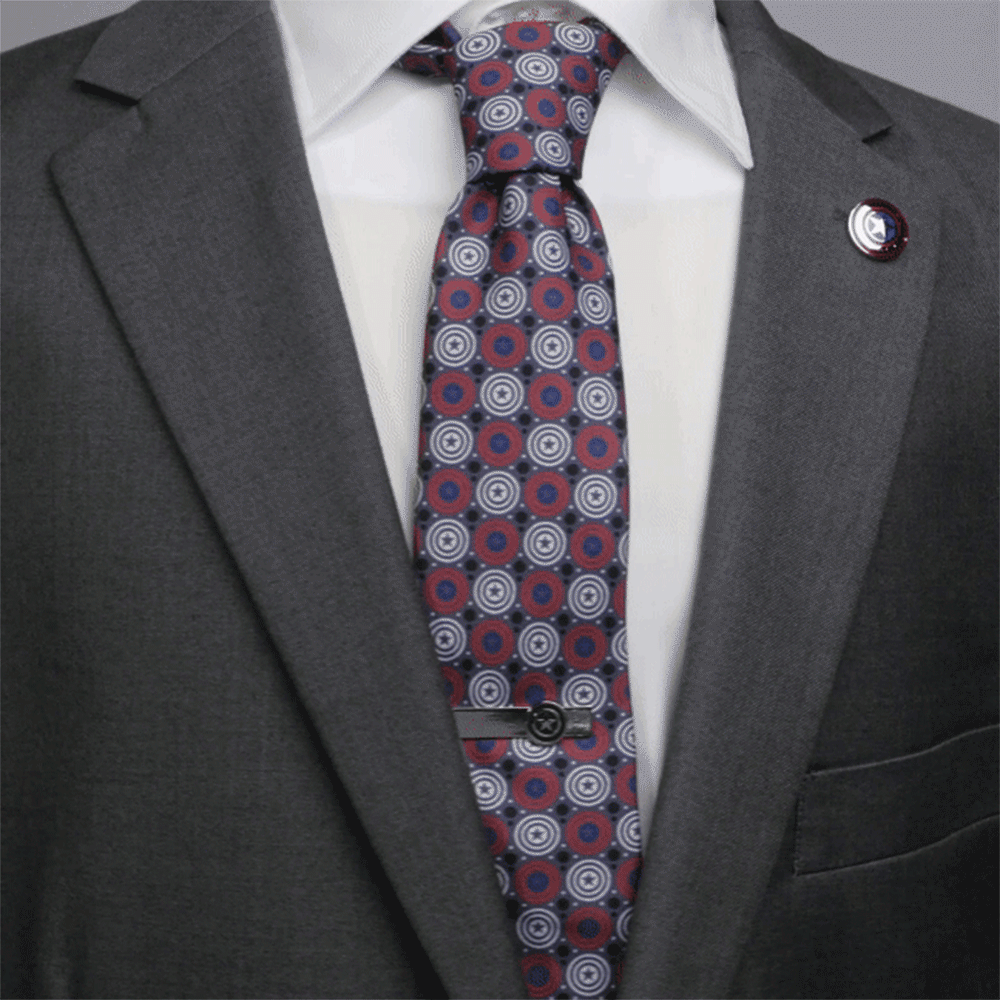 Marvel Captain America Gray Dot Men's Tie - Cufflinks.com - Flyclothing LLC