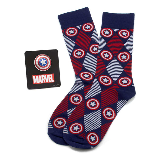Marvel Captain America Navy Argyle Stripe Gift Set - Cufflinks.com - Flyclothing LLC
