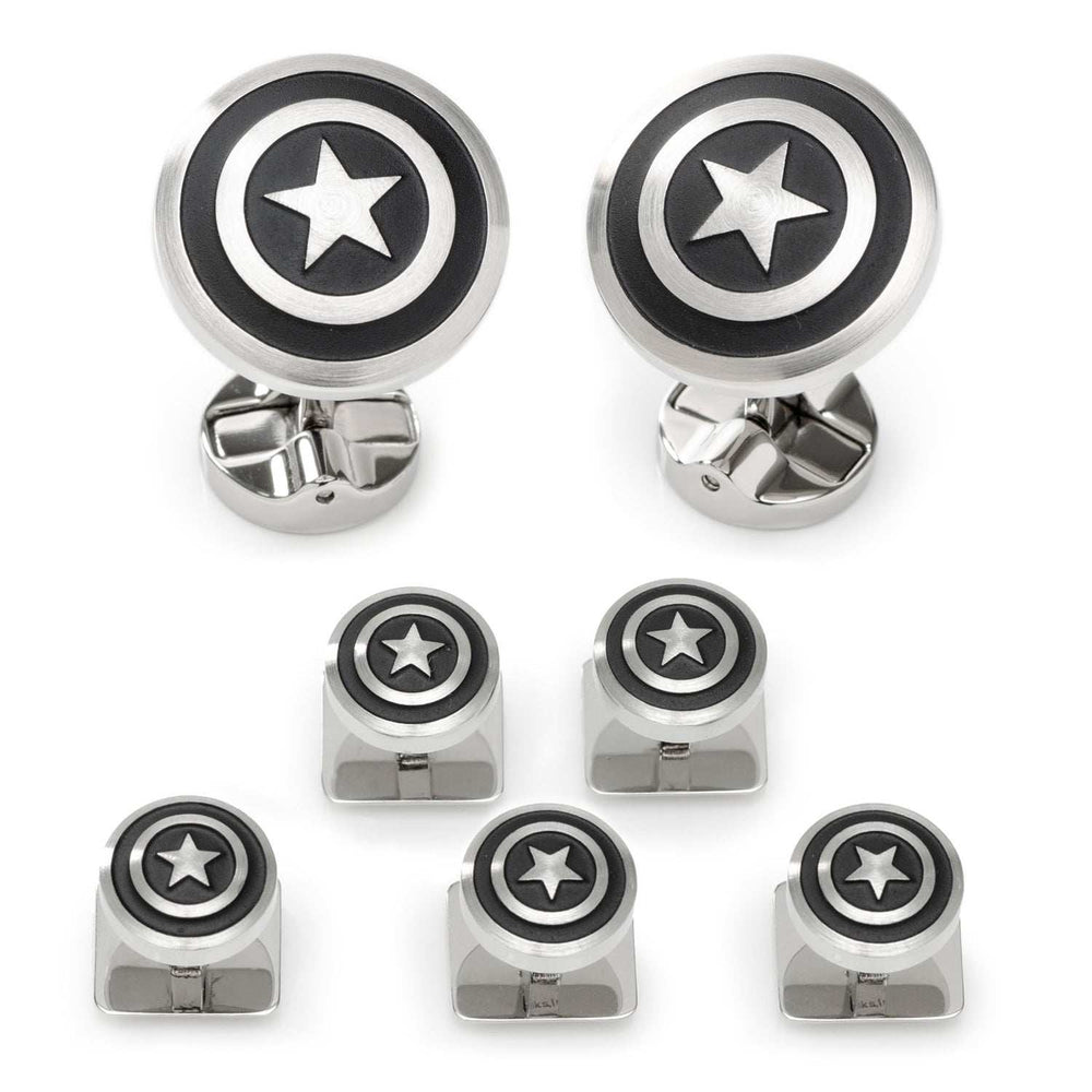 Marvel Captain America Shield Stainless Steel 5-Stud Set - Cufflinks.com - Flyclothing LLC