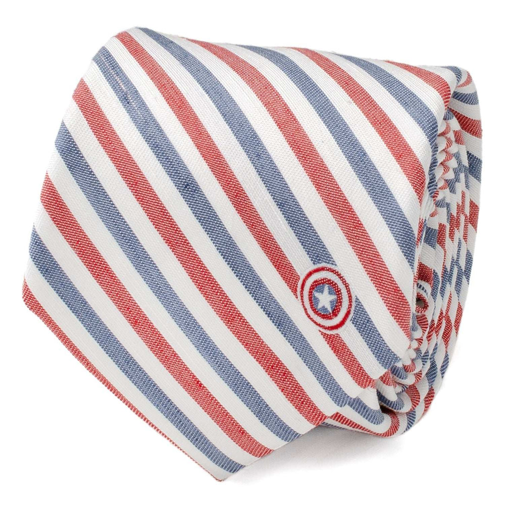 Marvel Captain America Striped White Men's Tie - Cufflinks.com - Flyclothing LLC