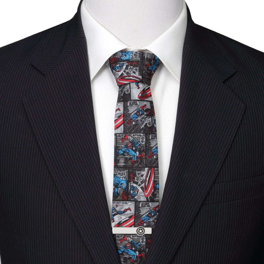 Marvel Captain America Comic Gray Men's Tie - Cufflinks.com - Flyclothing LLC