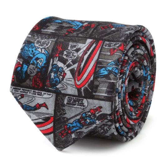 Marvel Captain America Comic Gray Men's Tie - Cufflinks.com - Flyclothing LLC