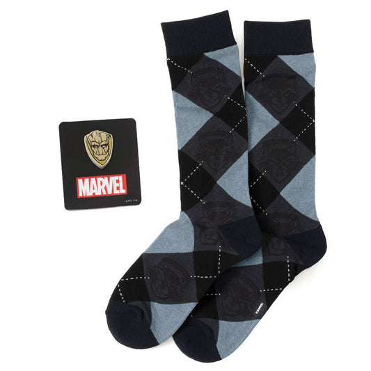 Marvel Guardians of the Galaxy Groot Rocket Argyle Blue Gift Set - Cufflinks.com - Flyclothing LLC
