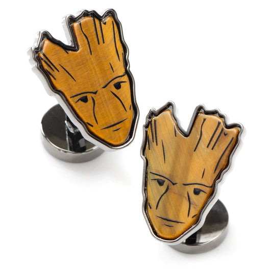 Marvel Guardians of the Galaxy Groot Tigers Eye Cufflinks - Cufflinks.com - Flyclothing LLC