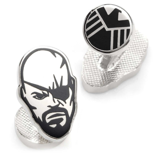 Marvel Nick Fury Silver Cufflinks - Cufflinks.com - Flyclothing LLC
