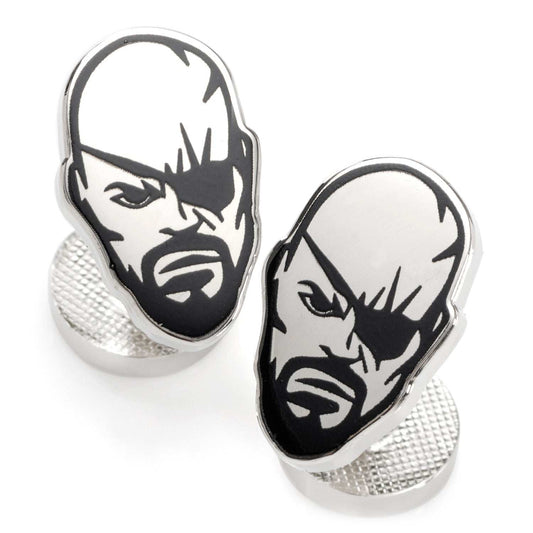 Marvel Nick Fury Silver Cufflinks - Cufflinks.com - Flyclothing LLC