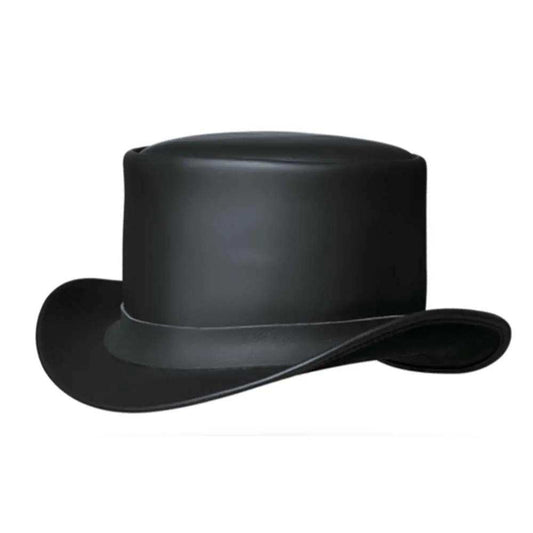 Mad Hatter - Mens Premium Leather Top Hat - Unik Just for Bikers - Flyclothing LLC