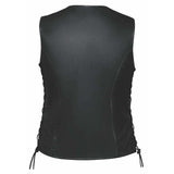 Mae - Ladies Zippered Leather Vest - Unik Just for Bikers - Flyclothing LLC