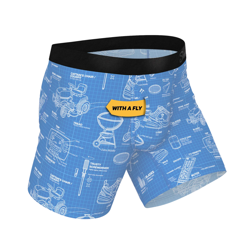 The Man With A Plan | Blueprint Ball Hammock® Pouch Underwear With Fly - Shinesty - Flyclothing LLC