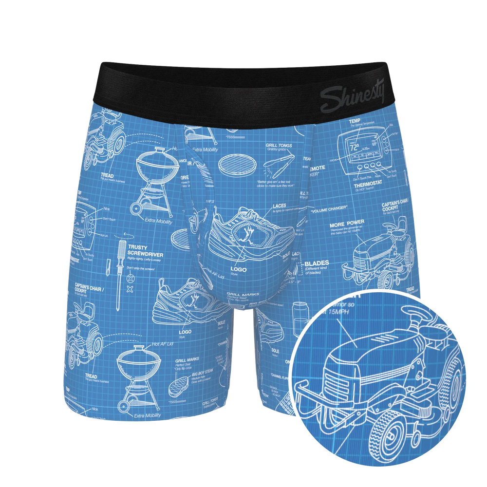 The Man With A Plan | Blueprint Ball Hammock® Pouch Underwear With Fly - Shinesty - Flyclothing LLC