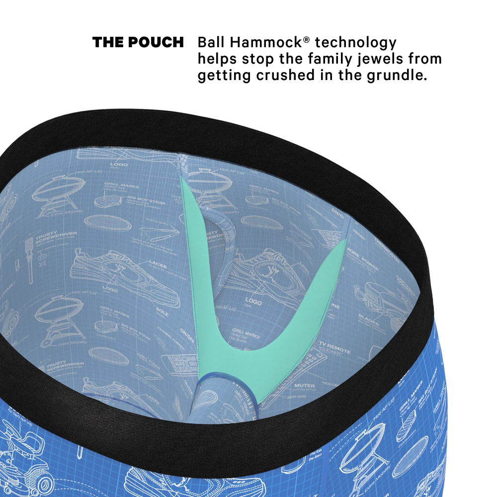 The Man With A Plan | Blueprint Long Leg Ball Hammock® Pouch Underwear With Fly - Shinesty - Flyclothing LLC