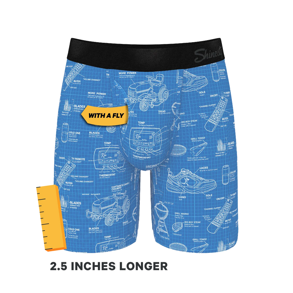 The Man With A Plan | Blueprint Long Leg Ball Hammock® Pouch Underwear With Fly - Shinesty - Flyclothing LLC