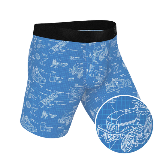 The Man With A Plan | Blueprint Long Leg Ball Hammock® Pouch Underwear With Fly - Shinesty - Flyclothing LLC