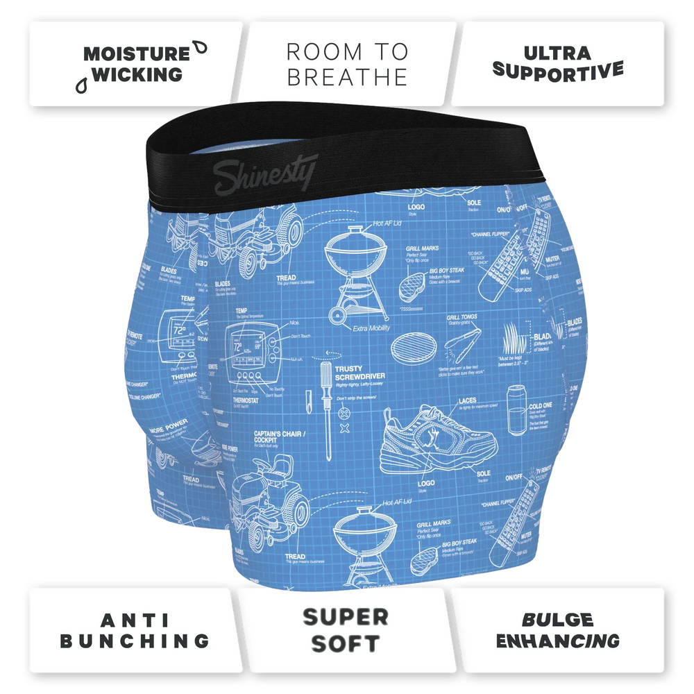 The Man With A Plan | Blueprint Ball Hammock® Pouch Trunks Underwear - Shinesty - Flyclothing LLC